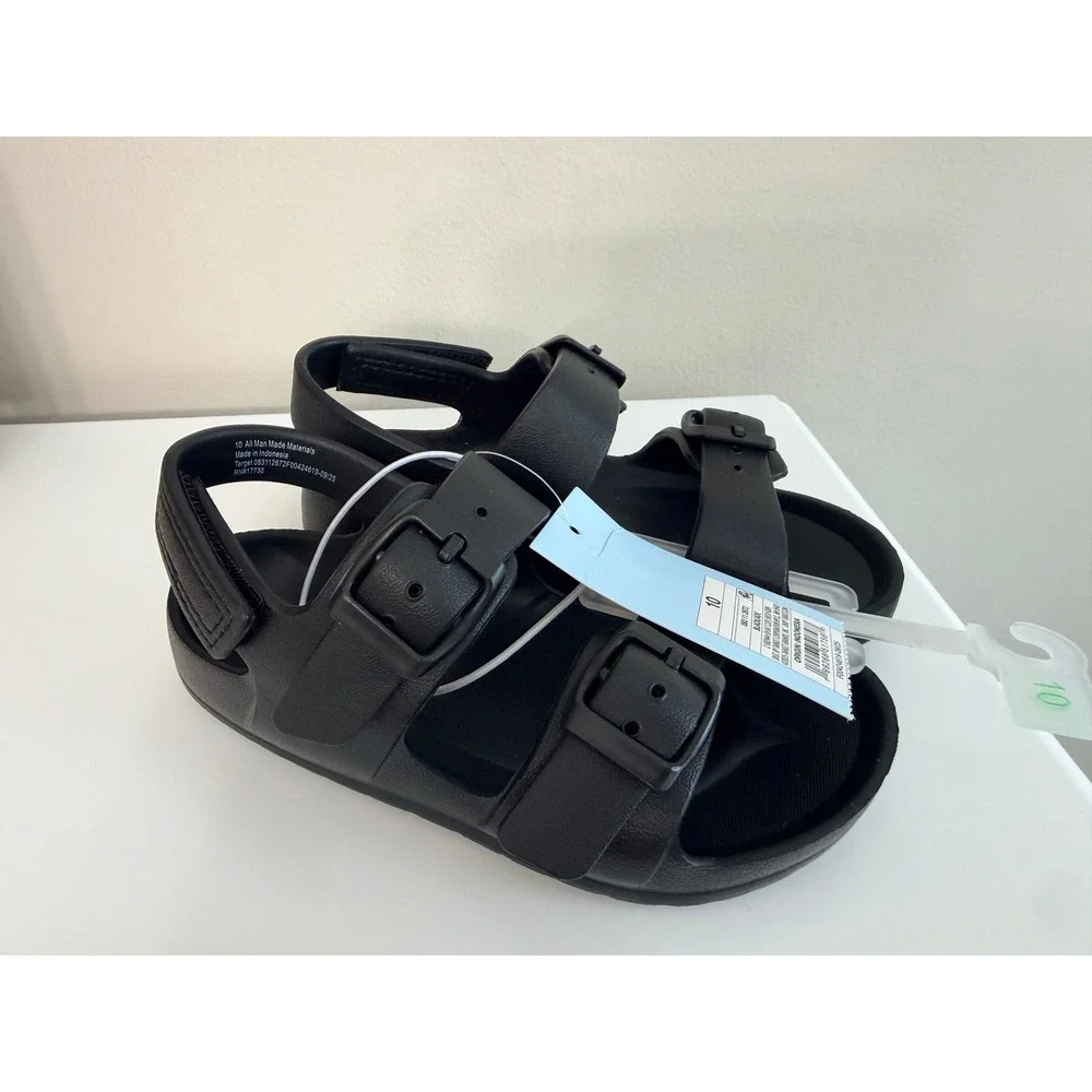 Cat & Jack Orion Sandals Toddler Boys 10‎ Black Double Strap NWT